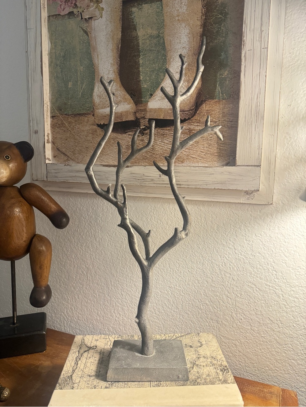 Anthropologie tree branch jewelry stand /jewelry tree with base 18.75” tall
